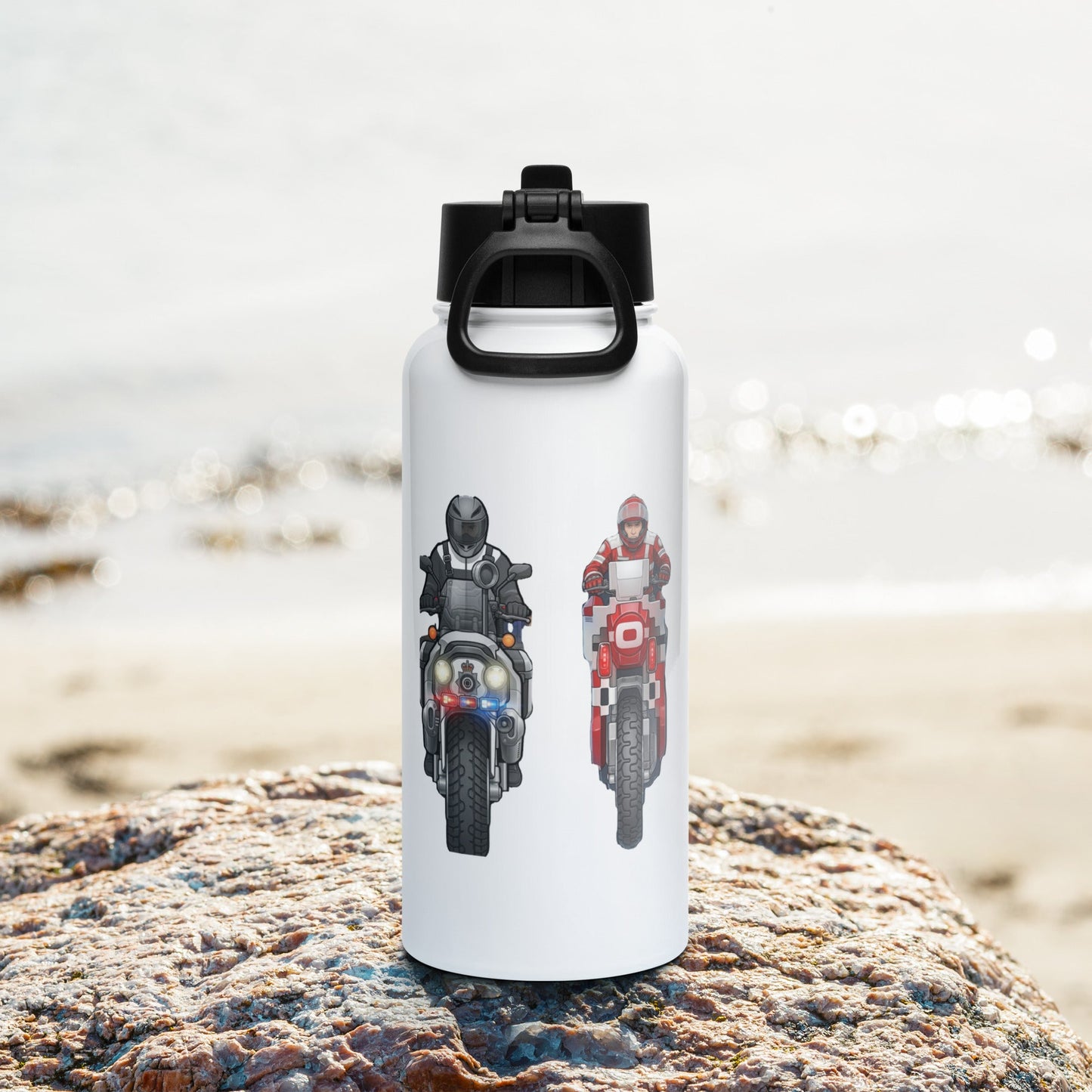 16 Bit steel water bottle - str8 off the streets of Muthaphukkin Radford - Hip-Hop Biker Gear - exclusive designs by SoloMCs.com