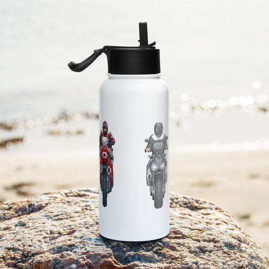 16 Bit steel water bottle - str8 off the streets of Muthaphukkin Radford - Hip-Hop Biker Gear - exclusive designs by SoloMCs.com