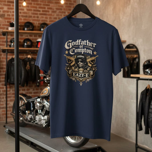 Collab Studio - Solo MCs \ Under Armour®️ Compton Godfather T-shirt Navy - str8 off the streets of Muthaphukkin Radford - Hip-Hop Biker Gear - exclusive designs by SoloMCs.com