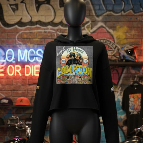 SM308 - Compton Godfather Crop Hoodie Black - str8 off the streets of Muthaphukkin Radford - Hip-Hop Biker Gear - exclusive designs by SoloMCs.com