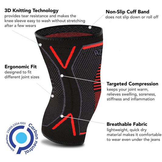 aZengear - Knee Support Compression Brace (Pair) - str8 off the streets of Muthaphukkin Radford - Hip-Hop Biker Gear - exclusive designs by SoloMCs.com