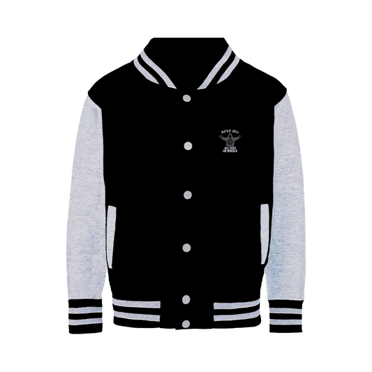 SM309 MachiaVarsity Jacket Black Heather Grey - str8 off the streets of Muthaphukkin Radford - Hip-Hop Biker Gear - exclusive designs by SoloMCs.com