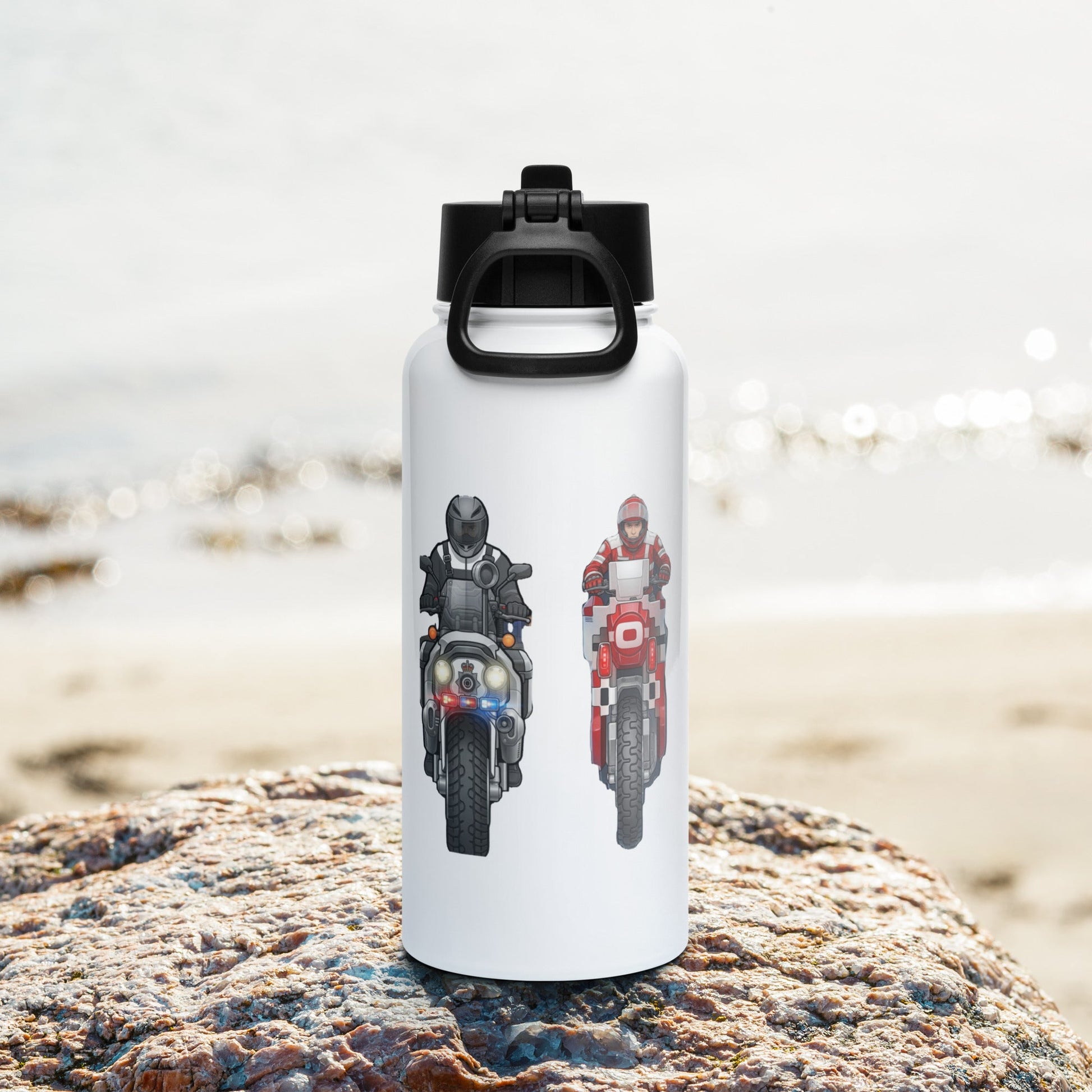 16 Bit steel water bottle - str8 off the streets of Muthaphukkin Radford - Hip-Hop Biker Gear - exclusive designs by SoloMCs.com