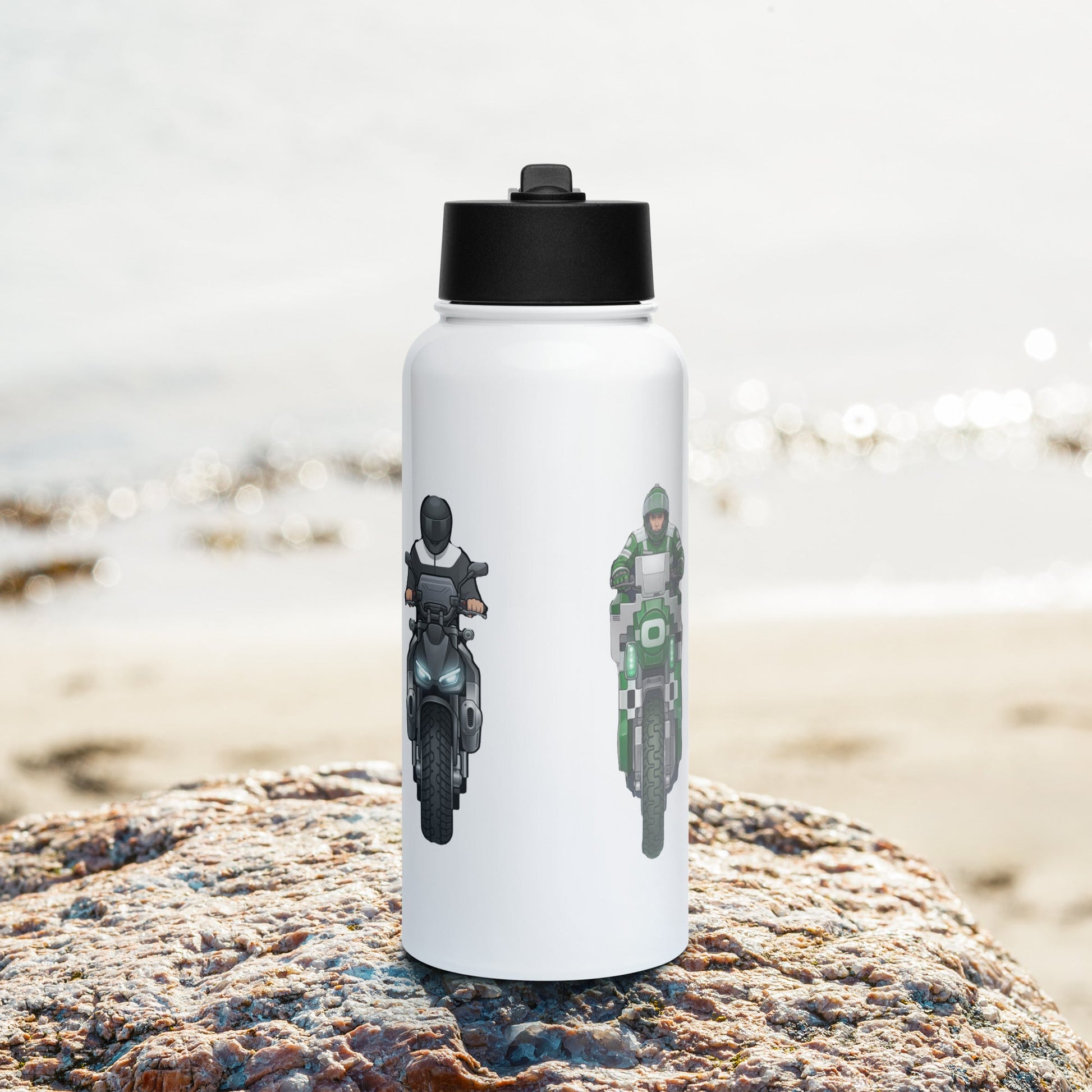 16 Bit steel water bottle - str8 off the streets of Muthaphukkin Radford - Hip-Hop Biker Gear - exclusive designs by SoloMCs.com