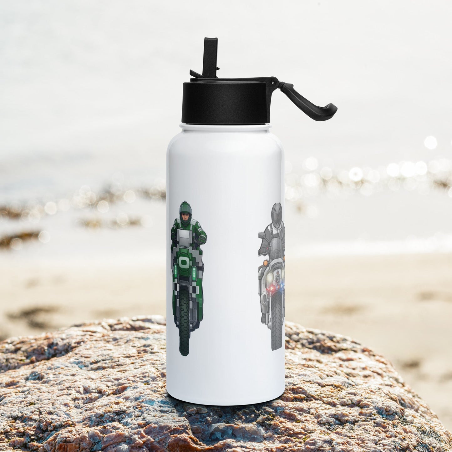 16 Bit steel water bottle Default Title - str8 off the streets of Muthaphukkin Radford - Hip-Hop Biker Gear - exclusive designs by SoloMCs.com
