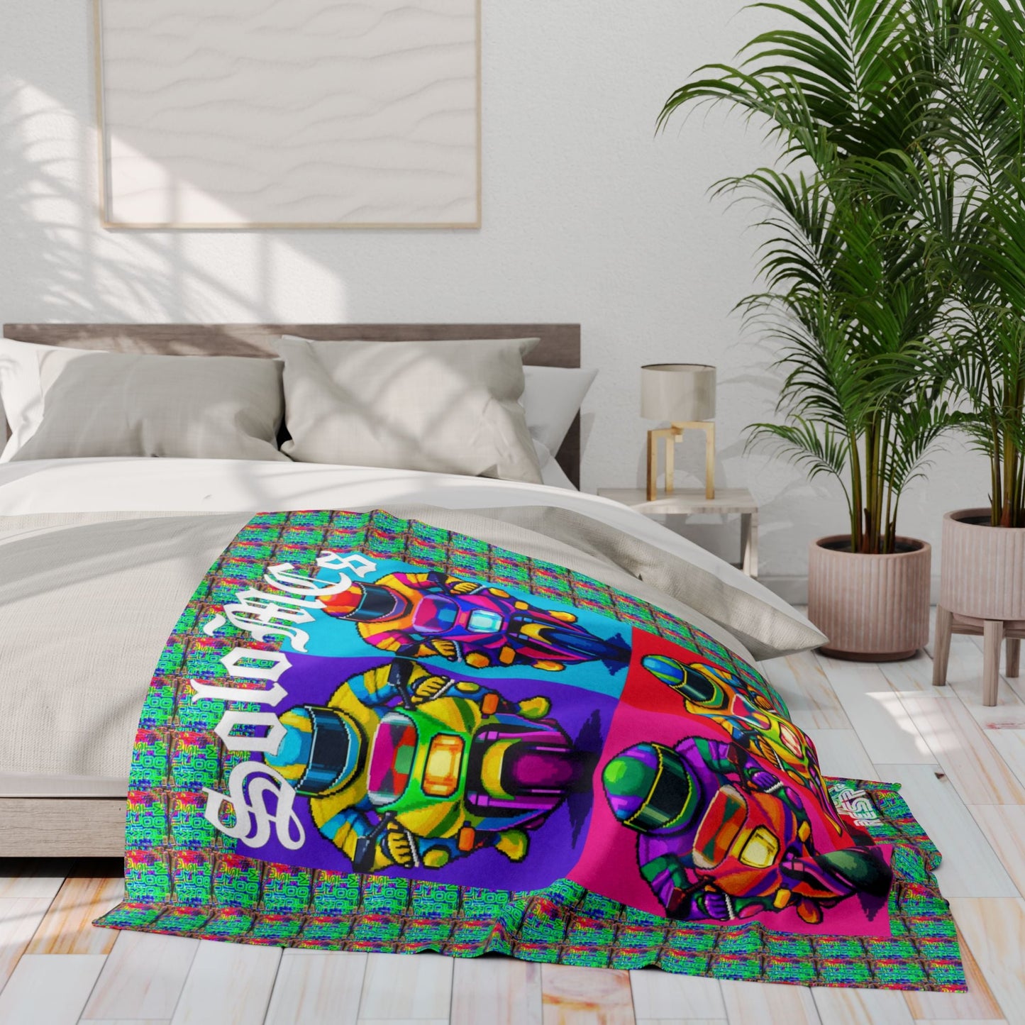 Arcade Rhythm Grid Fleece Blanket - str8 off the streets of Muthaphukkin Radford - Hip-Hop Biker Gear - exclusive designs by SoloMCs.com