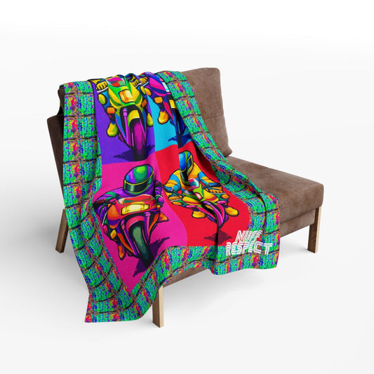 Arcade Rhythm Grid Fleece Blanket 50" × 60" - str8 off the streets of Muthaphukkin Radford - Hip-Hop Biker Gear - exclusive designs by SoloMCs.com