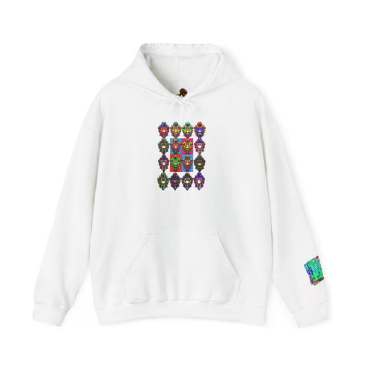 Arcade Rhythm Grid Hoodie White - str8 off the streets of Muthaphukkin Radford - Hip-Hop Biker Gear - exclusive designs by SoloMCs.com