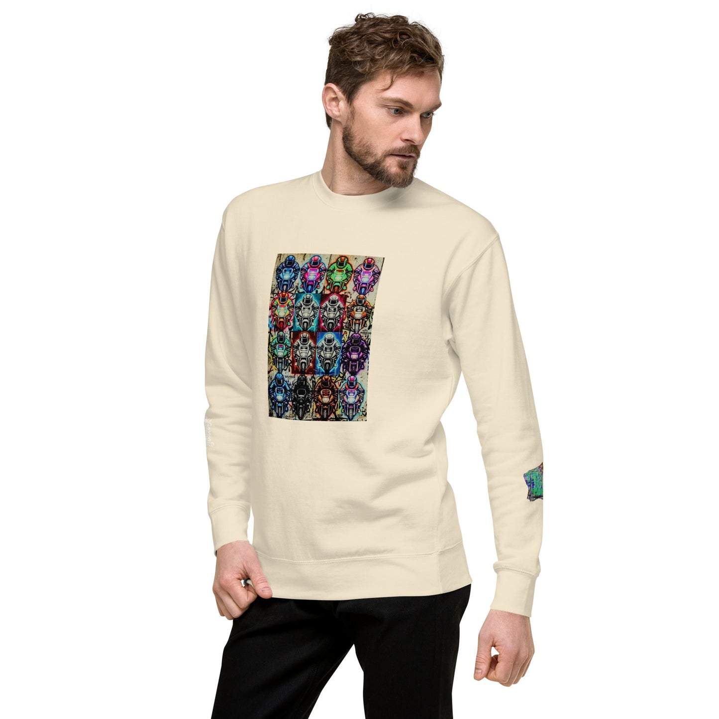 Arcade Rhythm Grid Sweatshirt Bone - str8 off the streets of Muthaphukkin Radford - Hip-Hop Biker Gear - exclusive designs by SoloMCs.com