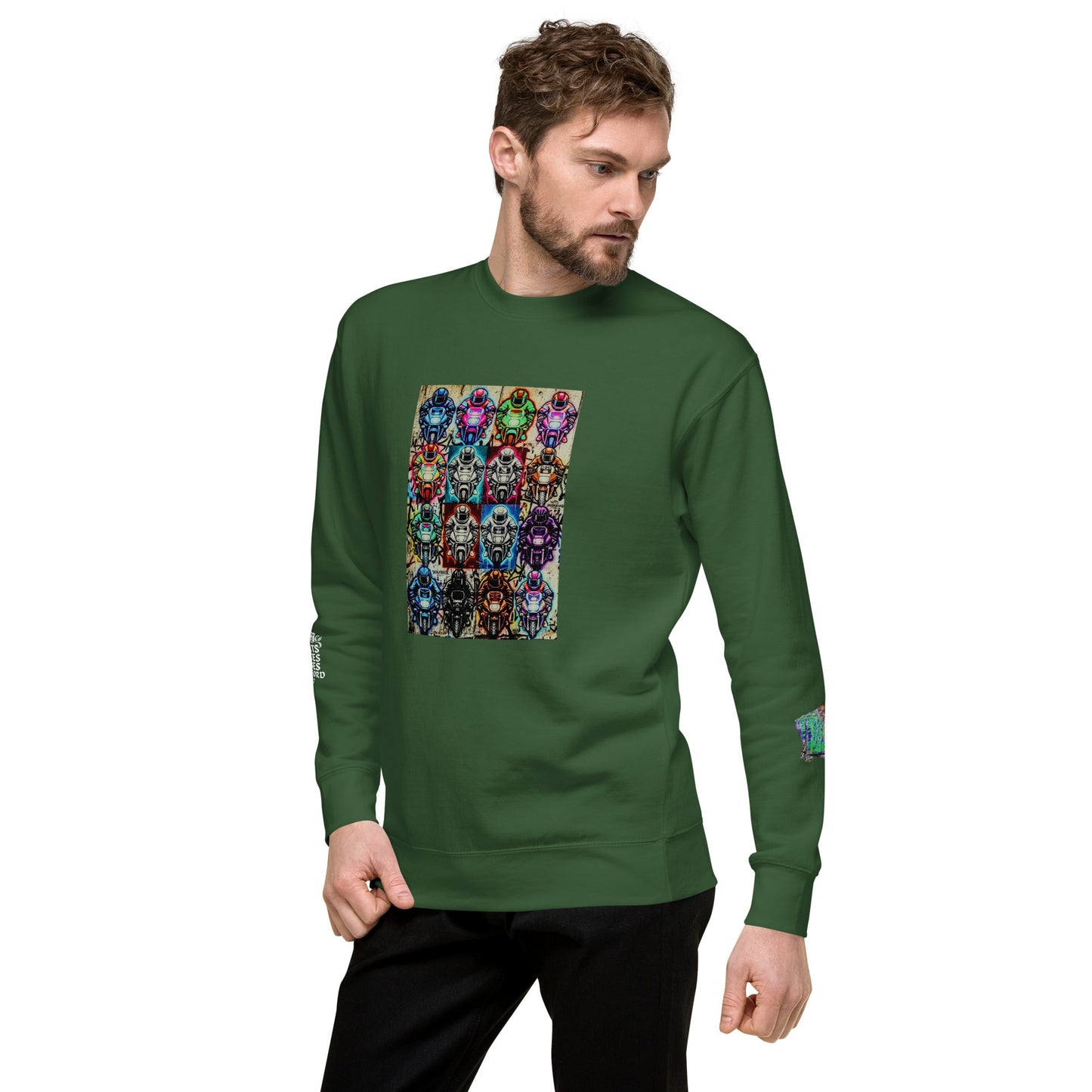 Arcade Rhythm Grid Sweatshirt Forest Green - str8 off the streets of Muthaphukkin Radford - Hip-Hop Biker Gear - exclusive designs by SoloMCs.com