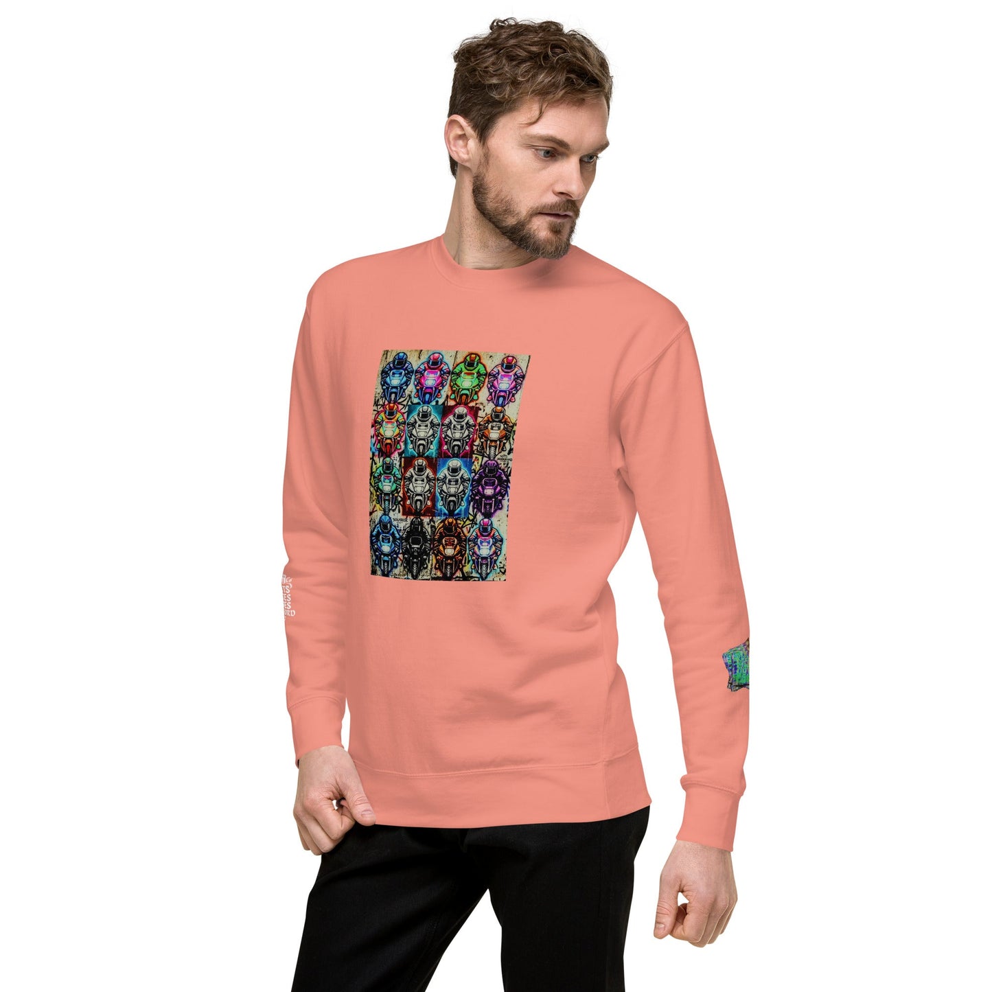 Arcade Rhythm Grid Sweatshirt Dusty Rose - str8 off the streets of Muthaphukkin Radford - Hip-Hop Biker Gear - exclusive designs by SoloMCs.com