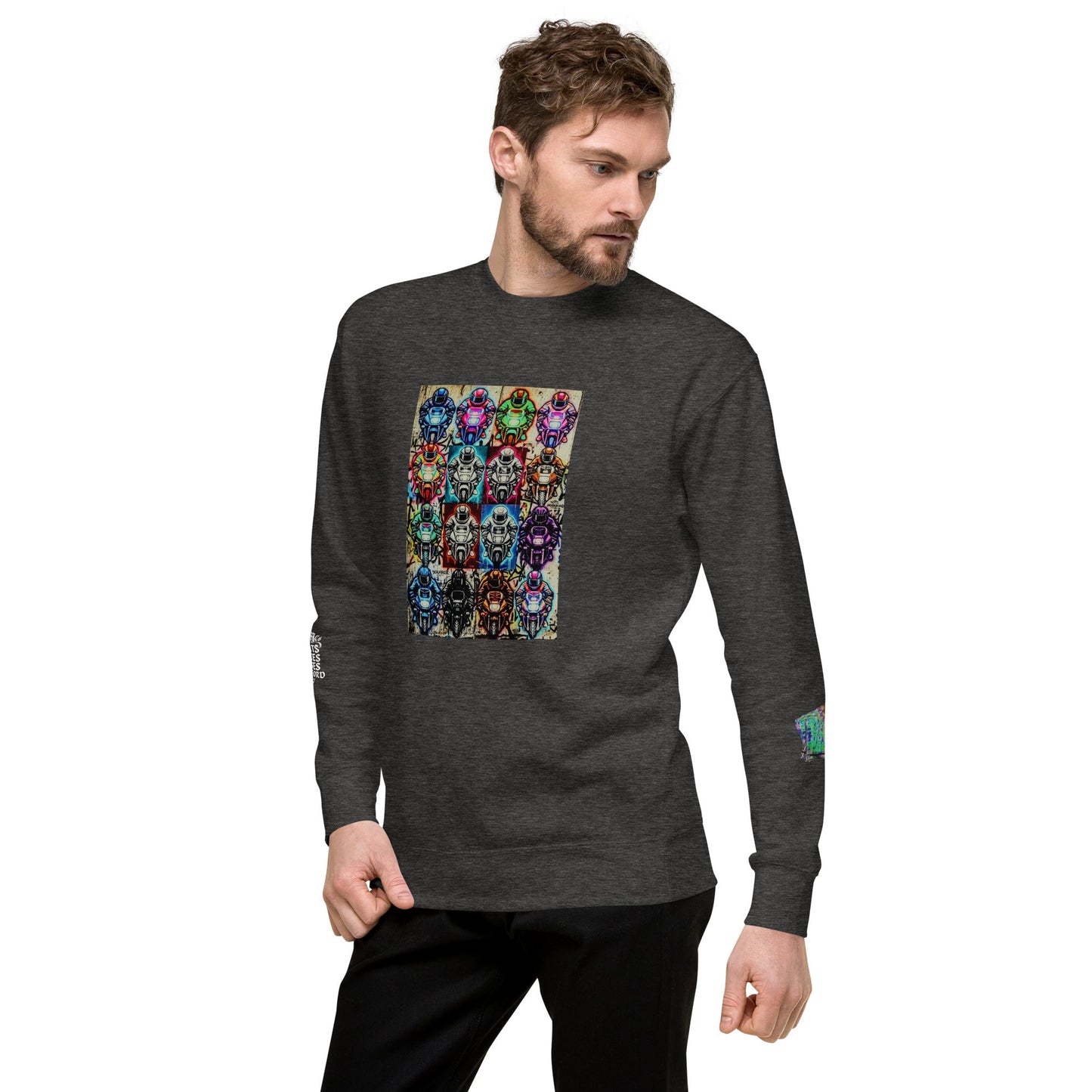 Arcade Rhythm Grid Sweatshirt Charcoal Heather - str8 off the streets of Muthaphukkin Radford - Hip-Hop Biker Gear - exclusive designs by SoloMCs.com