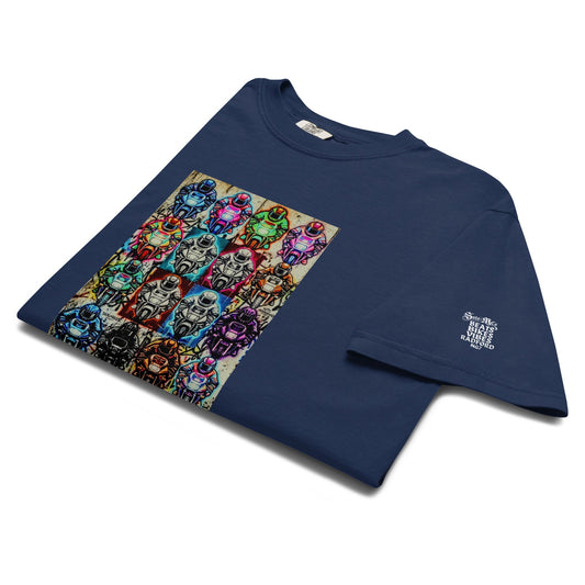 Arcade Rhythm Grid T-Shirt True Navy - str8 off the streets of Muthaphukkin Radford - Hip-Hop Biker Gear - exclusive designs by SoloMCs.com
