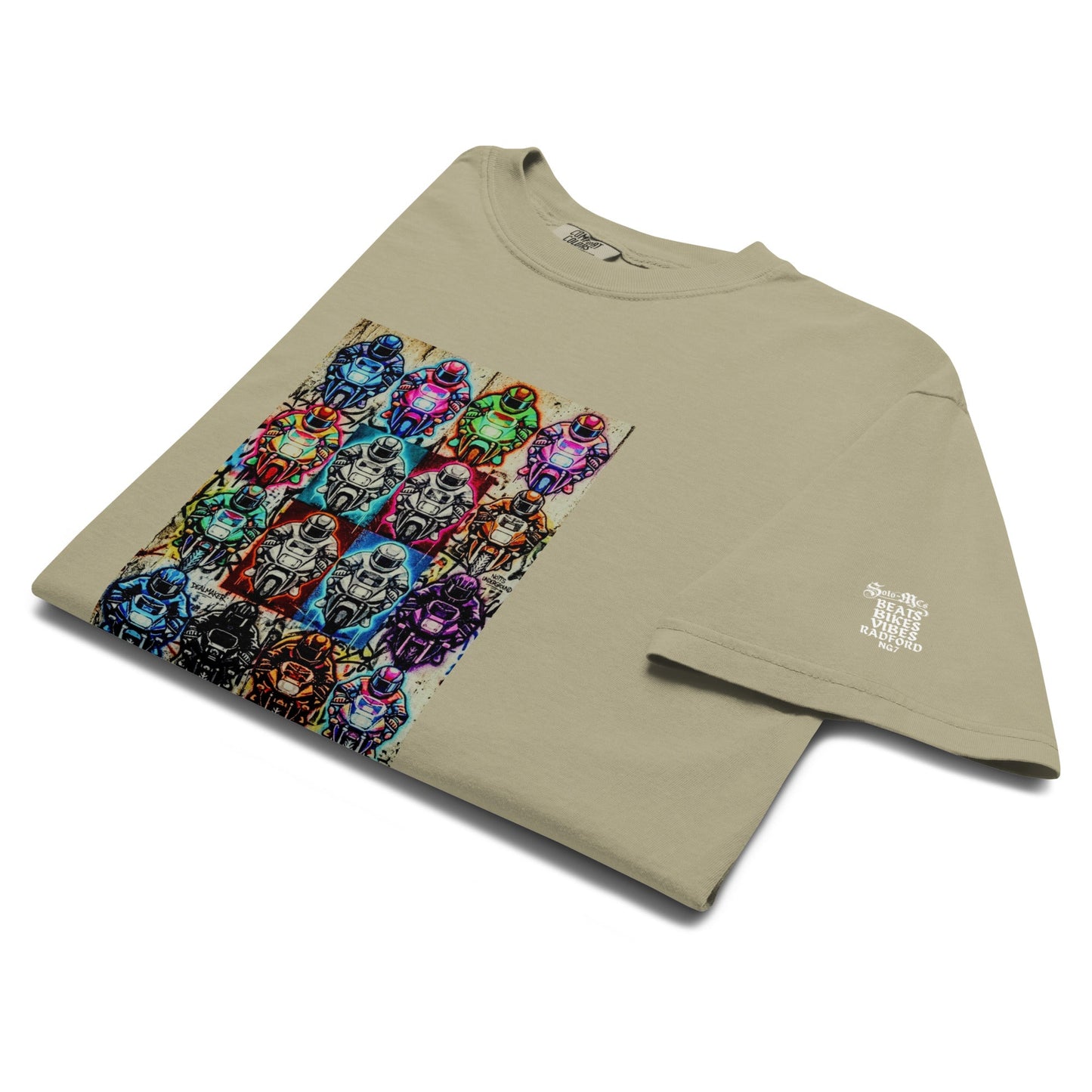 Arcade Rhythm Grid T-Shirt Khaki - str8 off the streets of Muthaphukkin Radford - Hip-Hop Biker Gear - exclusive designs by SoloMCs.com