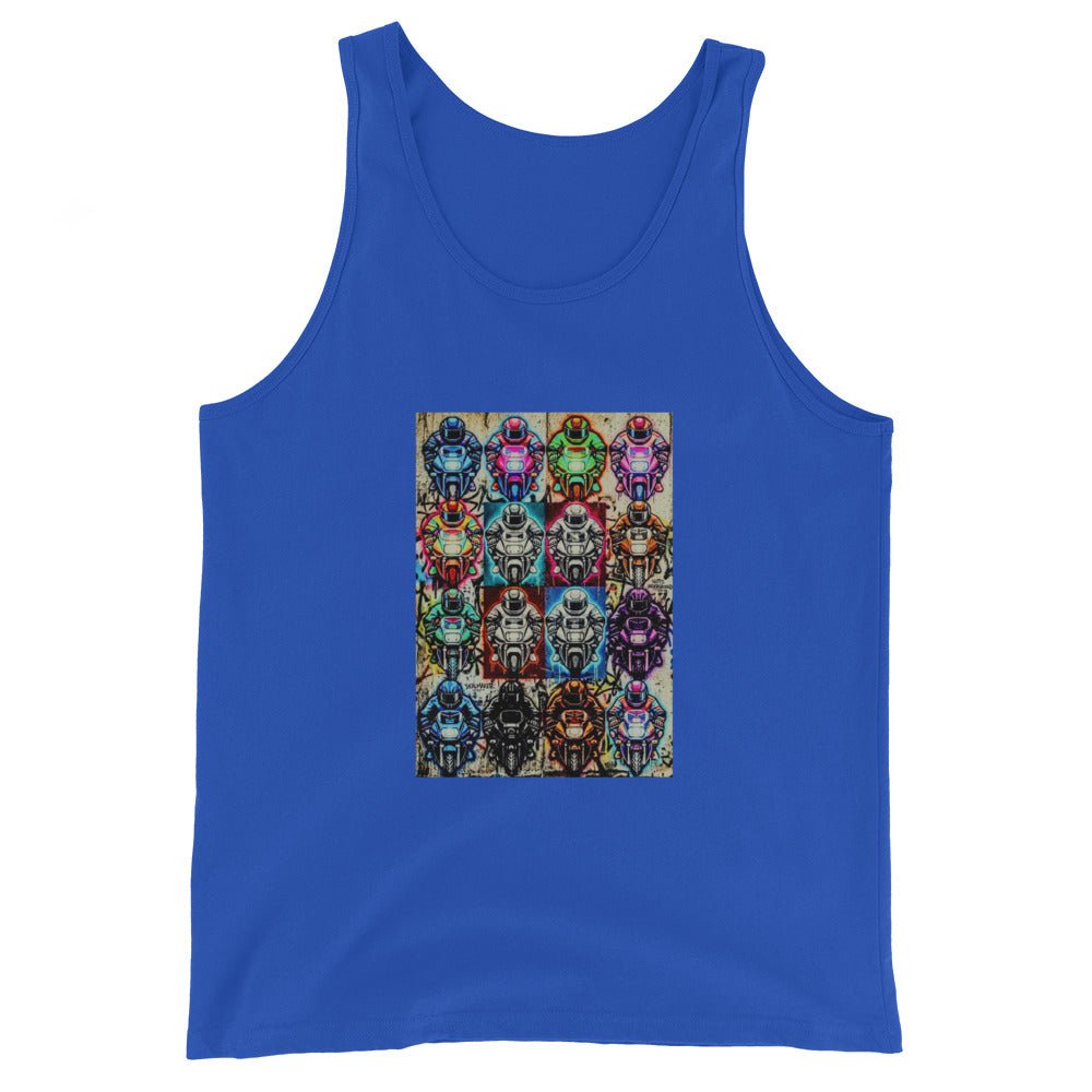 Arcade Rhythm Grid Vest True Royal - str8 off the streets of Muthaphukkin Radford - Hip-Hop Biker Gear - exclusive designs by SoloMCs.com