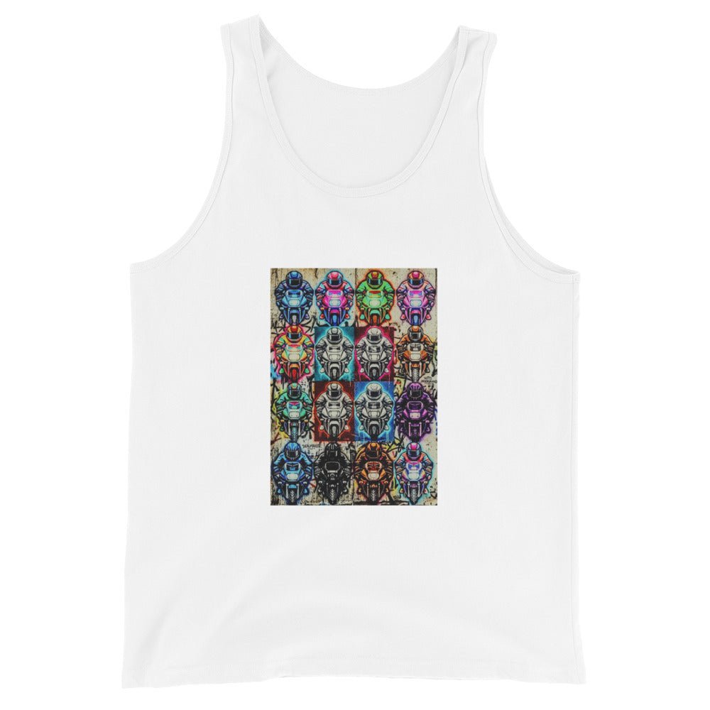 Arcade Rhythm Grid Vest White - str8 off the streets of Muthaphukkin Radford - Hip-Hop Biker Gear - exclusive designs by SoloMCs.com