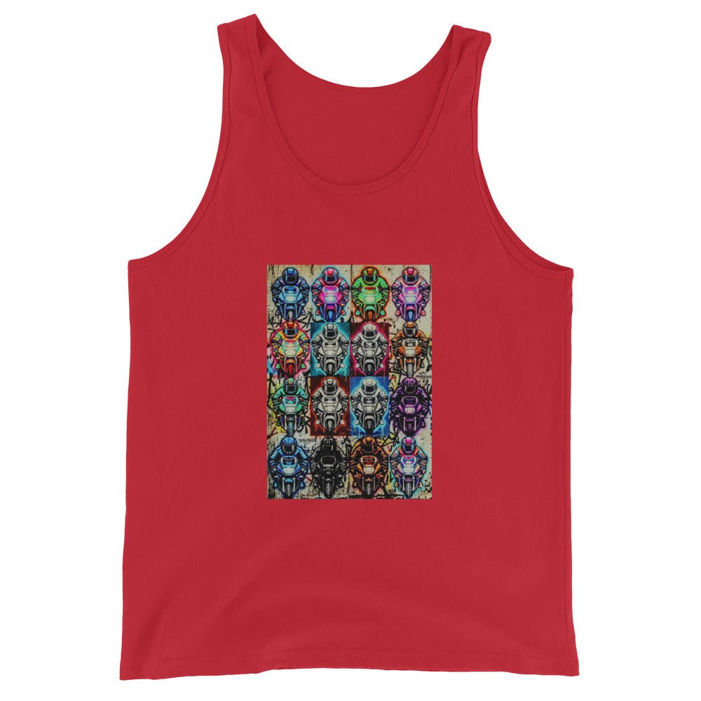 Arcade Rhythm Grid Vest Red - str8 off the streets of Muthaphukkin Radford - Hip-Hop Biker Gear - exclusive designs by SoloMCs.com