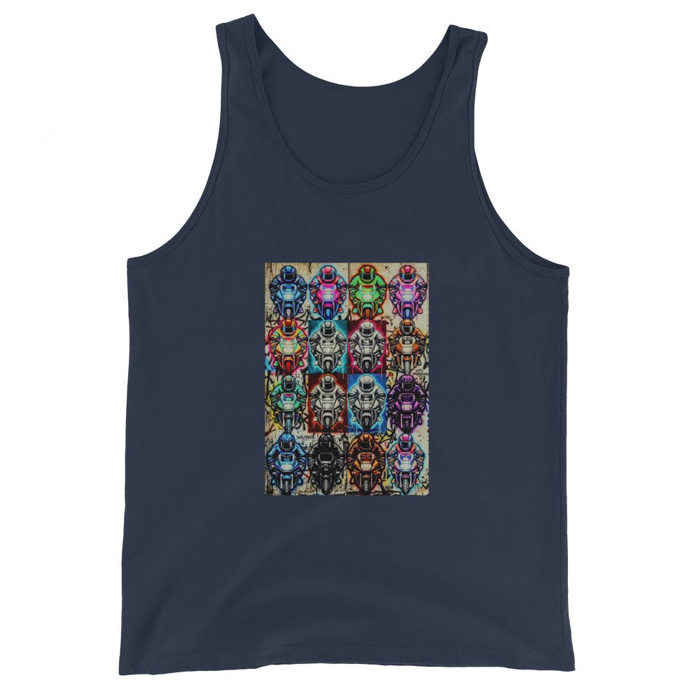 Arcade Rhythm Grid Vest Navy - str8 off the streets of Muthaphukkin Radford - Hip-Hop Biker Gear - exclusive designs by SoloMCs.com
