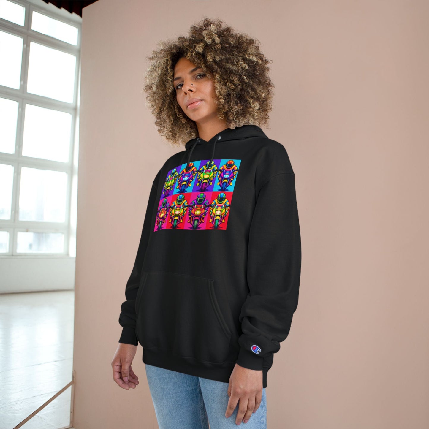 Champion Hoodie - Retro Pop Art 'SOLO' Graphic Pullover - str8 off the streets of Muthaphukkin Radford - Hip-Hop Biker Gear - exclusive designs by SoloMCs.com