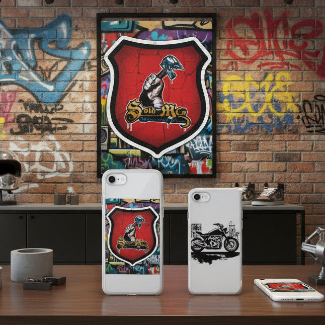 SM002 iPhone® case iPhone 7 8 - str8 off the streets of Muthaphukkin Radford - Hip-Hop Biker Gear - exclusive designs by SoloMCs.com
