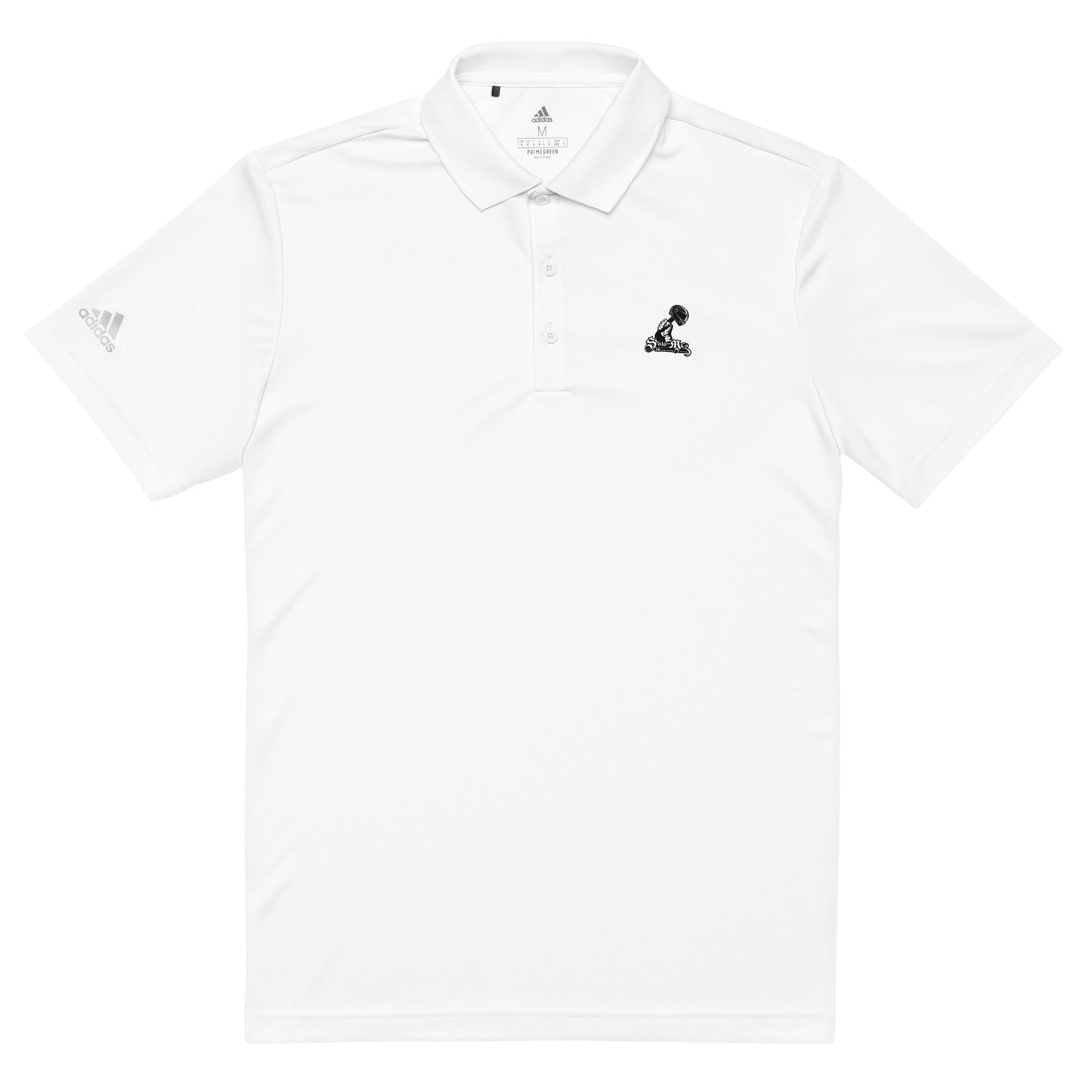Collab Studio \ adidas Premium Polo Shirt White - str8 off the streets of Muthaphukkin Radford - Hip-Hop Biker Gear - exclusive designs by SoloMCs.com