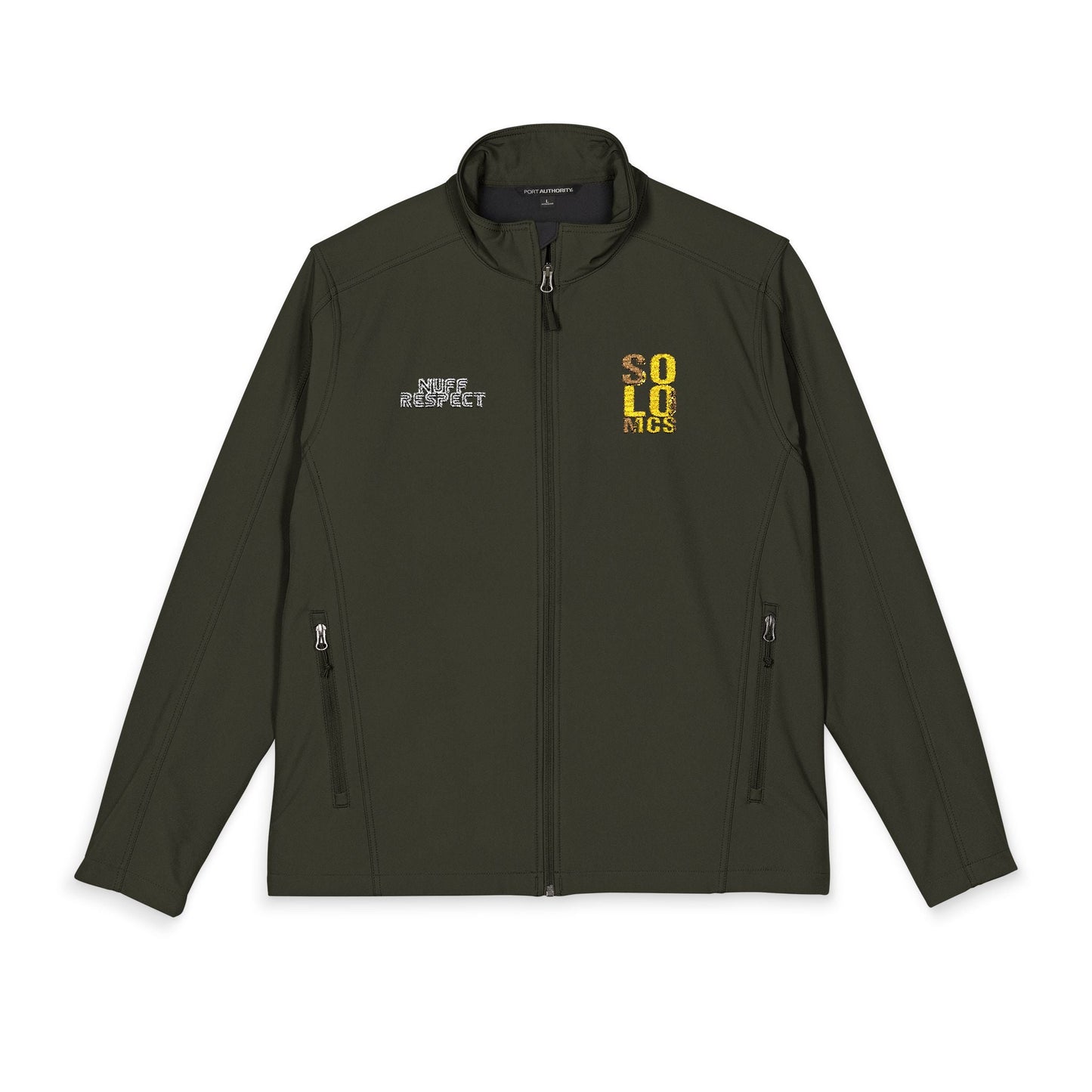 Collab Studio - Solo MCs \ Port Authorrity® Soft Shell Jacket Forest Green - str8 off the streets of Muthaphukkin Radford - Hip-Hop Biker Gear - exclusive designs by SoloMCs.com