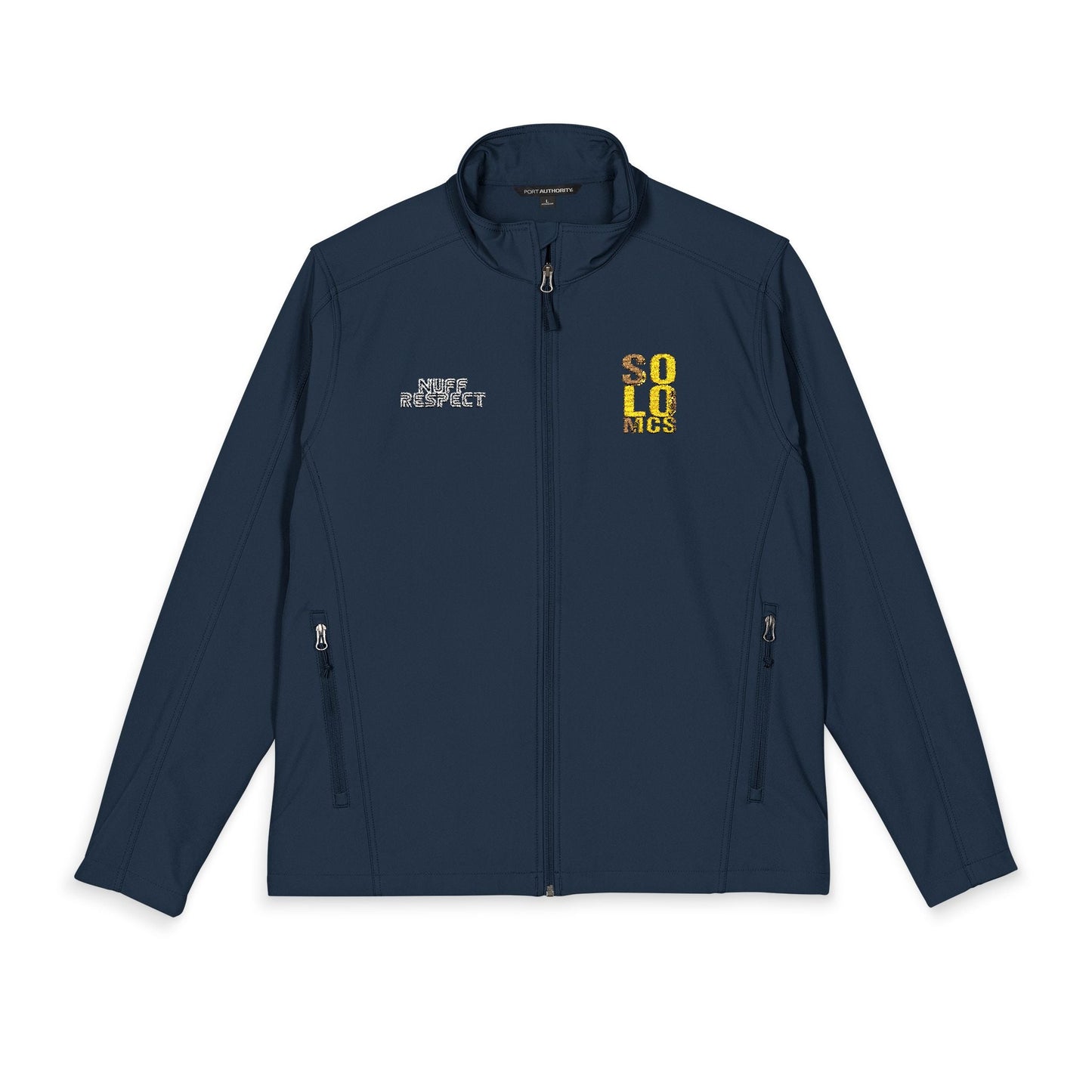 Collab Studio - Solo MCs \ Port Authorrity® Soft Shell Jacket Dress Blue Navy - str8 off the streets of Muthaphukkin Radford - Hip-Hop Biker Gear - exclusive designs by SoloMCs.com