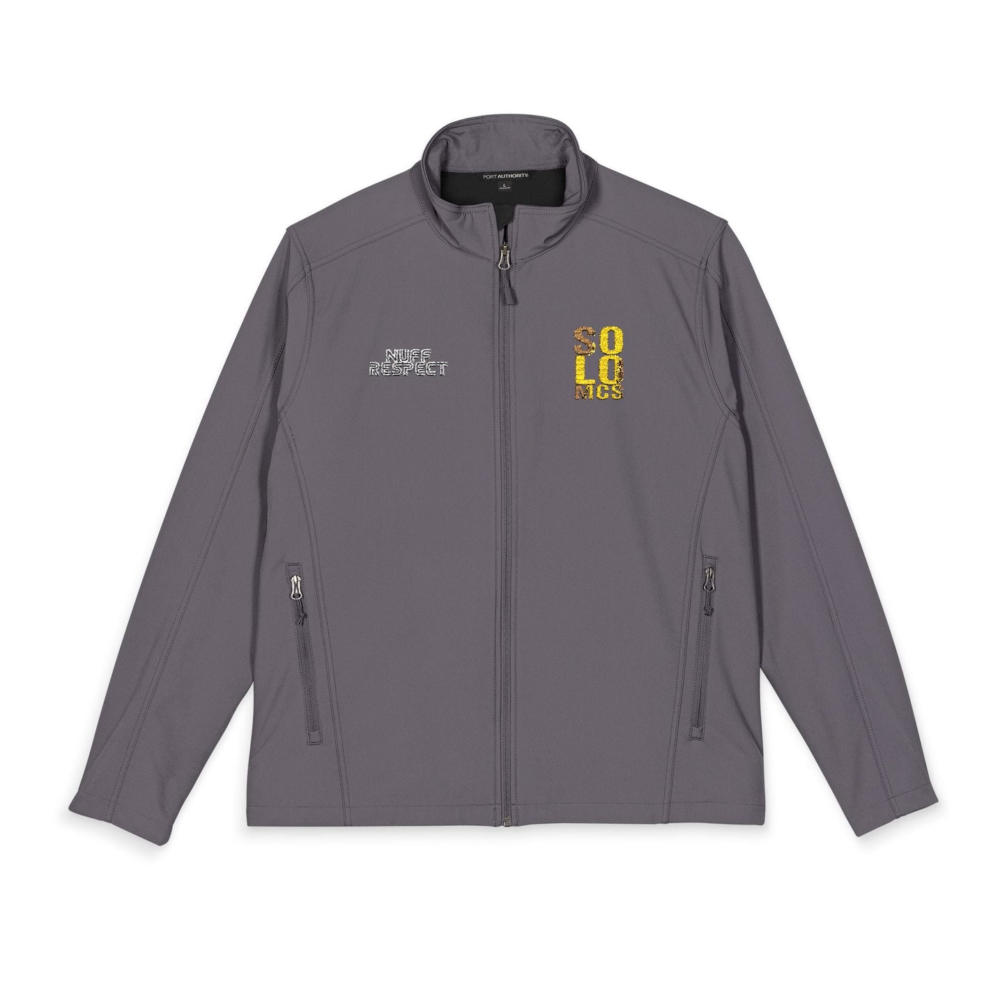 Collab Studio - Solo MCs \ Port Authorrity® Soft Shell Jacket Deep Smoke - str8 off the streets of Muthaphukkin Radford - Hip-Hop Biker Gear - exclusive designs by SoloMCs.com