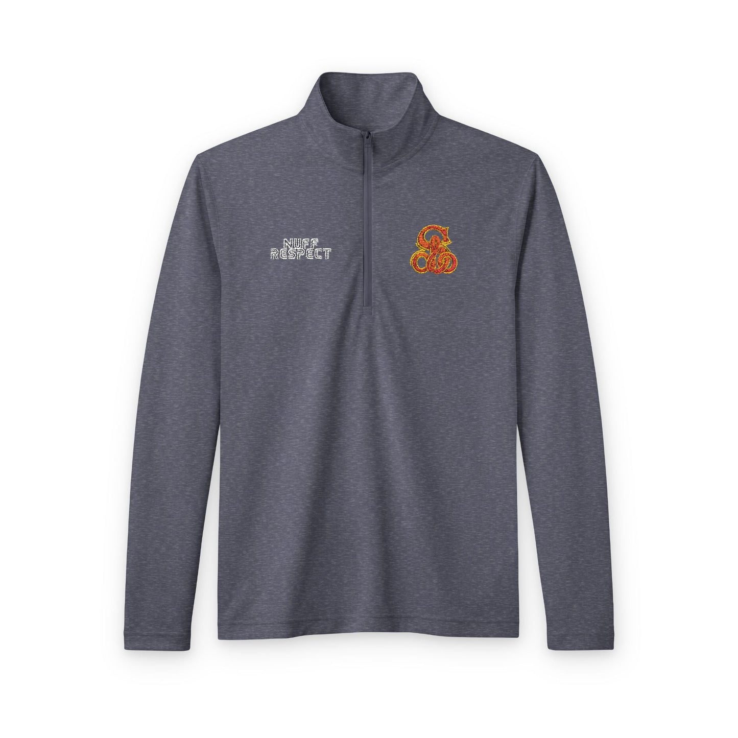 Collab Studio - Solo MCs \ PosiCharge ®️ Quarter-Zip True Navy Heather - str8 off the streets of Muthaphukkin Radford - Hip-Hop Biker Gear - exclusive designs by SoloMCs.com