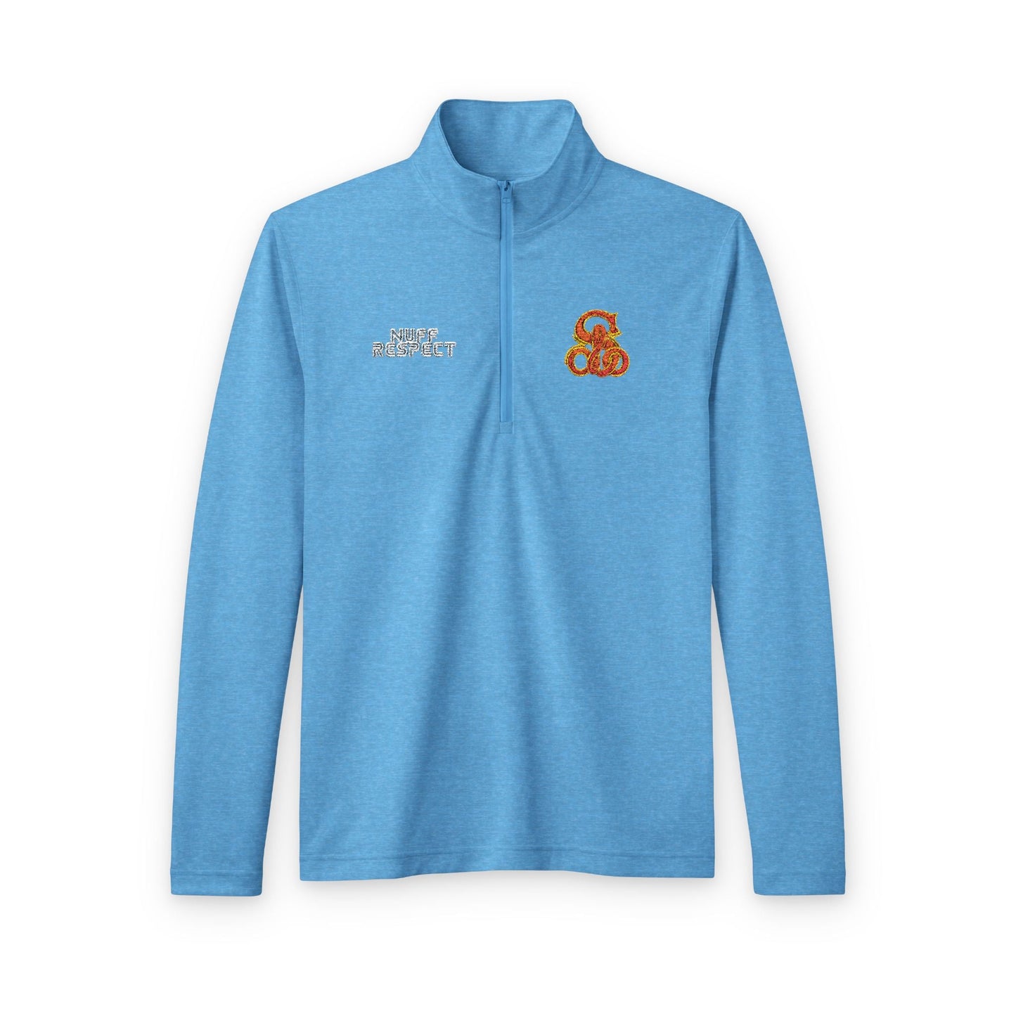 Collab Studio - Solo MCs \ PosiCharge ®️ Quarter-Zip Pond Blue Heather - str8 off the streets of Muthaphukkin Radford - Hip-Hop Biker Gear - exclusive designs by SoloMCs.com