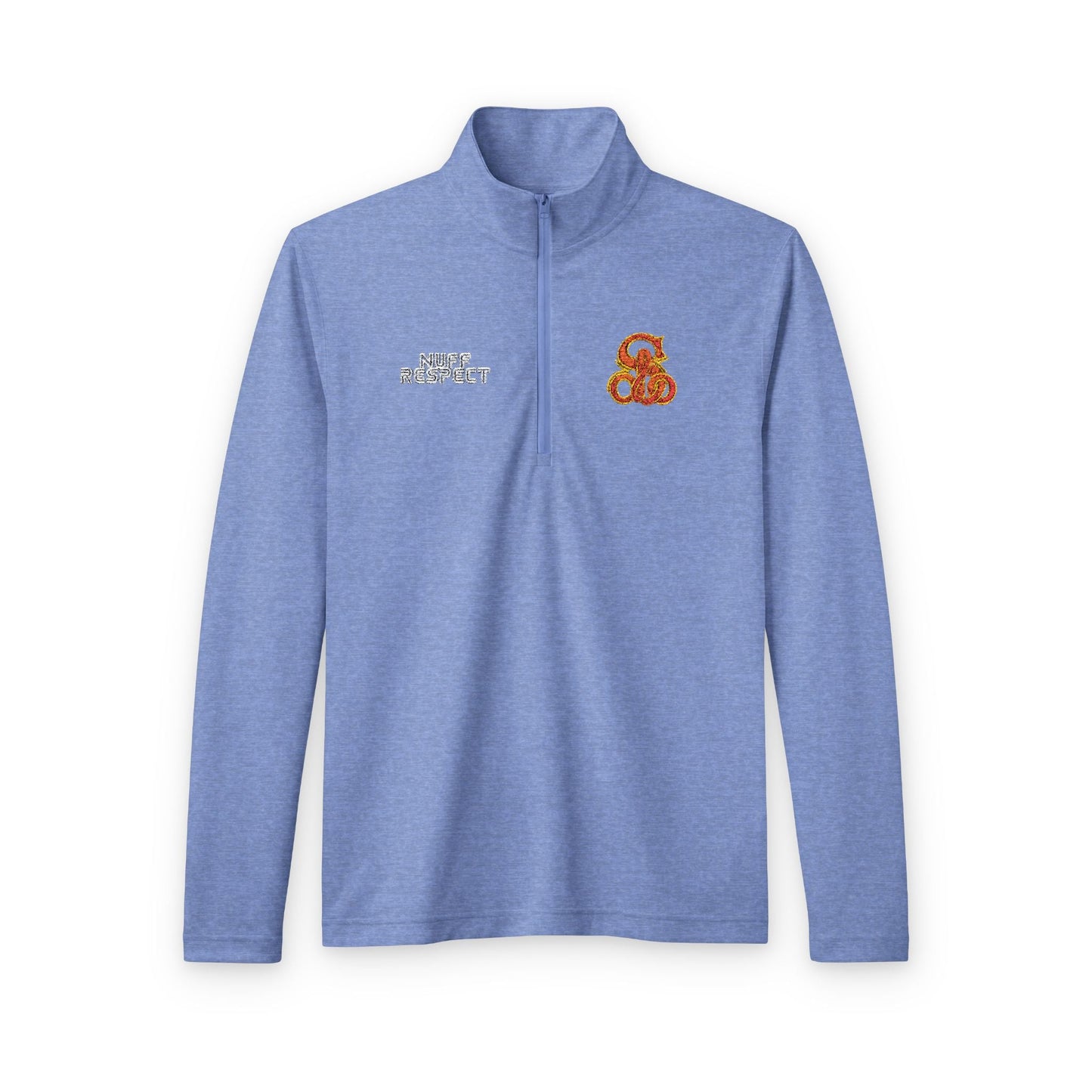 Collab Studio - Solo MCs \ PosiCharge ®️ Quarter-Zip True Royal Heather - str8 off the streets of Muthaphukkin Radford - Hip-Hop Biker Gear - exclusive designs by SoloMCs.com
