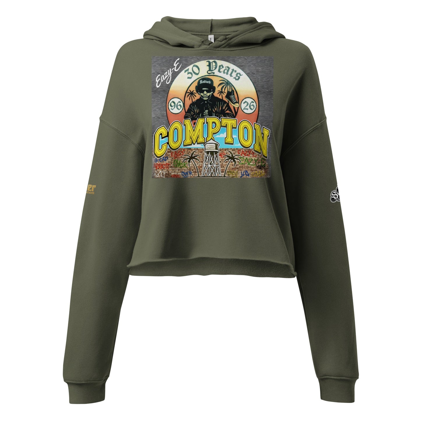 Eazy - E 30th Anniversary Mural Crop Hoodie - Solo MCs Hip - Hop Motorbike Crew