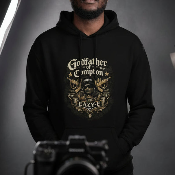 SM017 - Godfather of Compton Hoodie - str8 off the streets of Muthaphukkin Radford - Hip-Hop Biker Gear - exclusive designs by SoloMCs.com