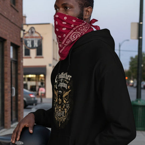 SM017 - Godfather of Compton Hoodie - str8 off the streets of Muthaphukkin Radford - Hip-Hop Biker Gear - exclusive designs by SoloMCs.com