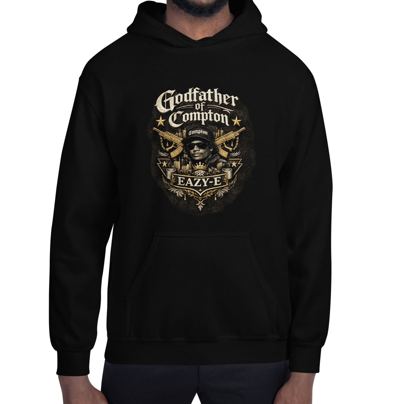 SM017 - Godfather of Compton Hoodie - str8 off the streets of Muthaphukkin Radford - Hip-Hop Biker Gear - exclusive designs by SoloMCs.com