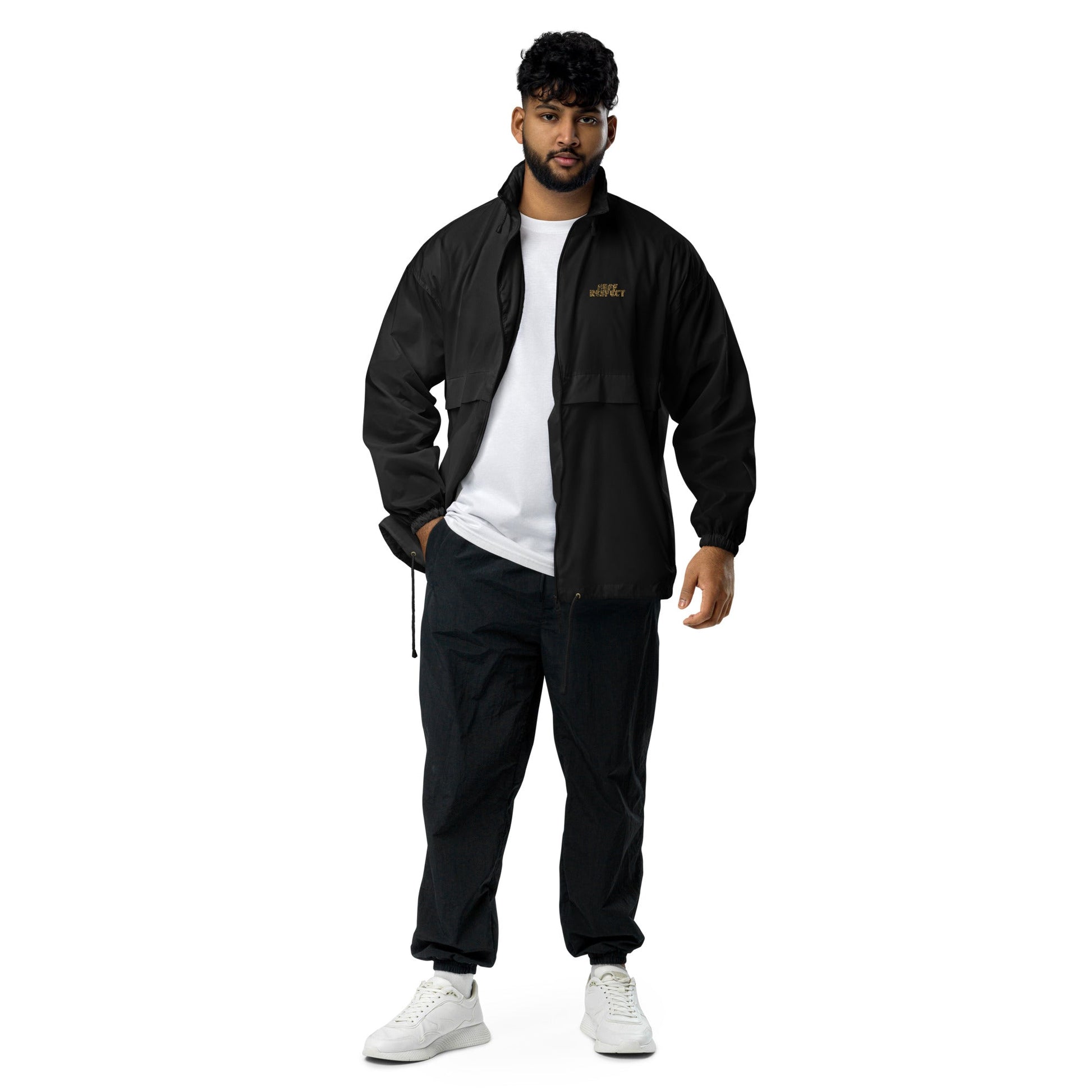Embroidered Waterproof Jacket Black - str8 off the streets of Muthaphukkin Radford - Hip-Hop Biker Gear - exclusive designs by SoloMCs.com