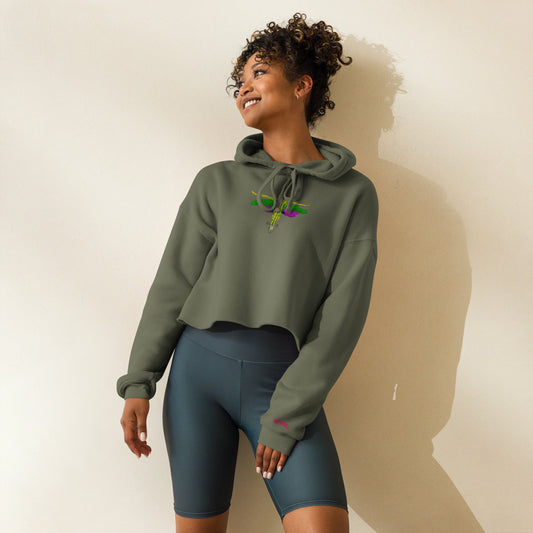 Map to Heaven Crop Hoodie Military Green - str8 off the streets of Muthaphukkin Radford - Hip-Hop Biker Gear - exclusive designs by SoloMCs.com