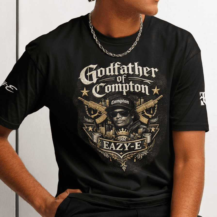 SM016 - Godfather of Compton T-Shirt - str8 off the streets of Muthaphukkin Radford - Hip-Hop Biker Gear - exclusive designs by SoloMCs.com