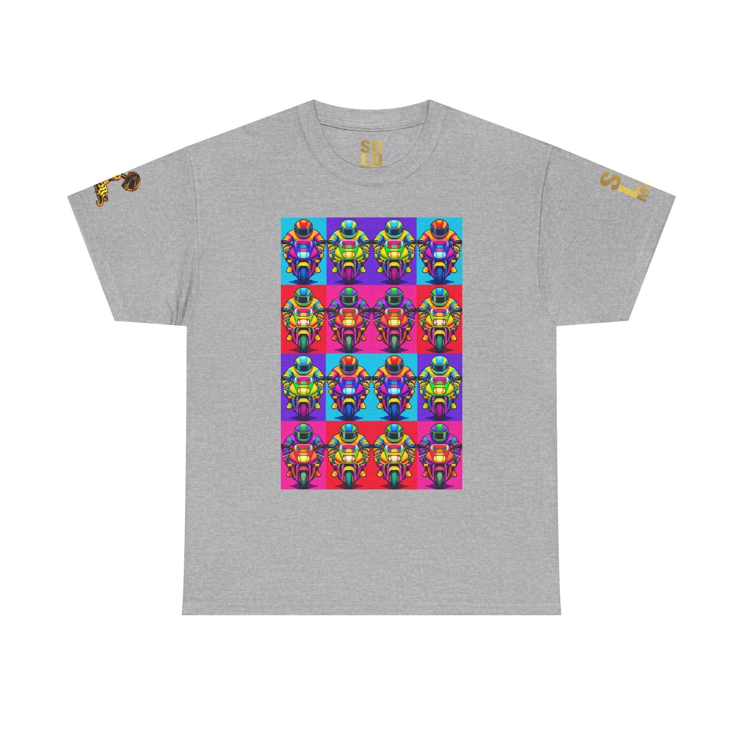 Solo MCs Neon Pop Art T-Shirt Sport Grey - str8 off the streets of Muthaphukkin Radford - Hip-Hop Biker Gear - exclusive designs by SoloMCs.com