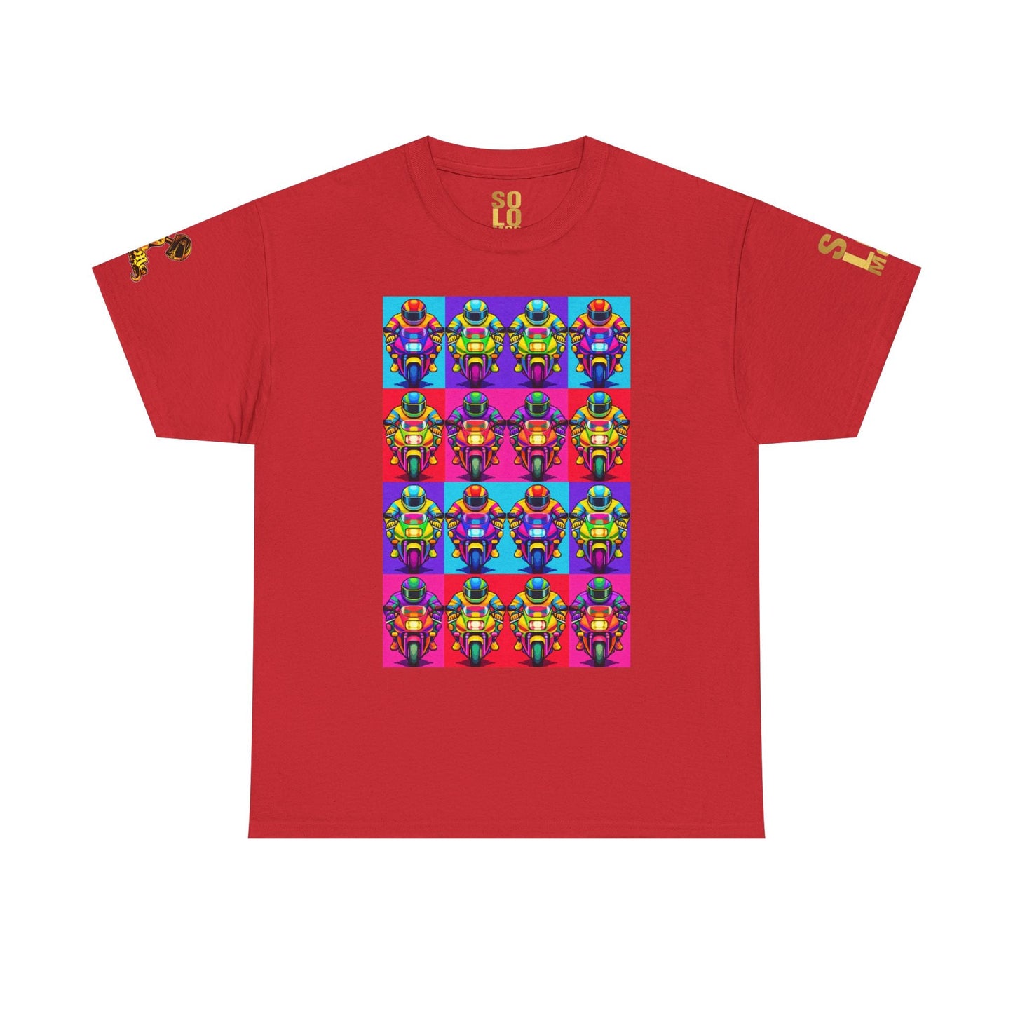 Solo MCs Neon Pop Art T-Shirt Red - str8 off the streets of Muthaphukkin Radford - Hip-Hop Biker Gear - exclusive designs by SoloMCs.com