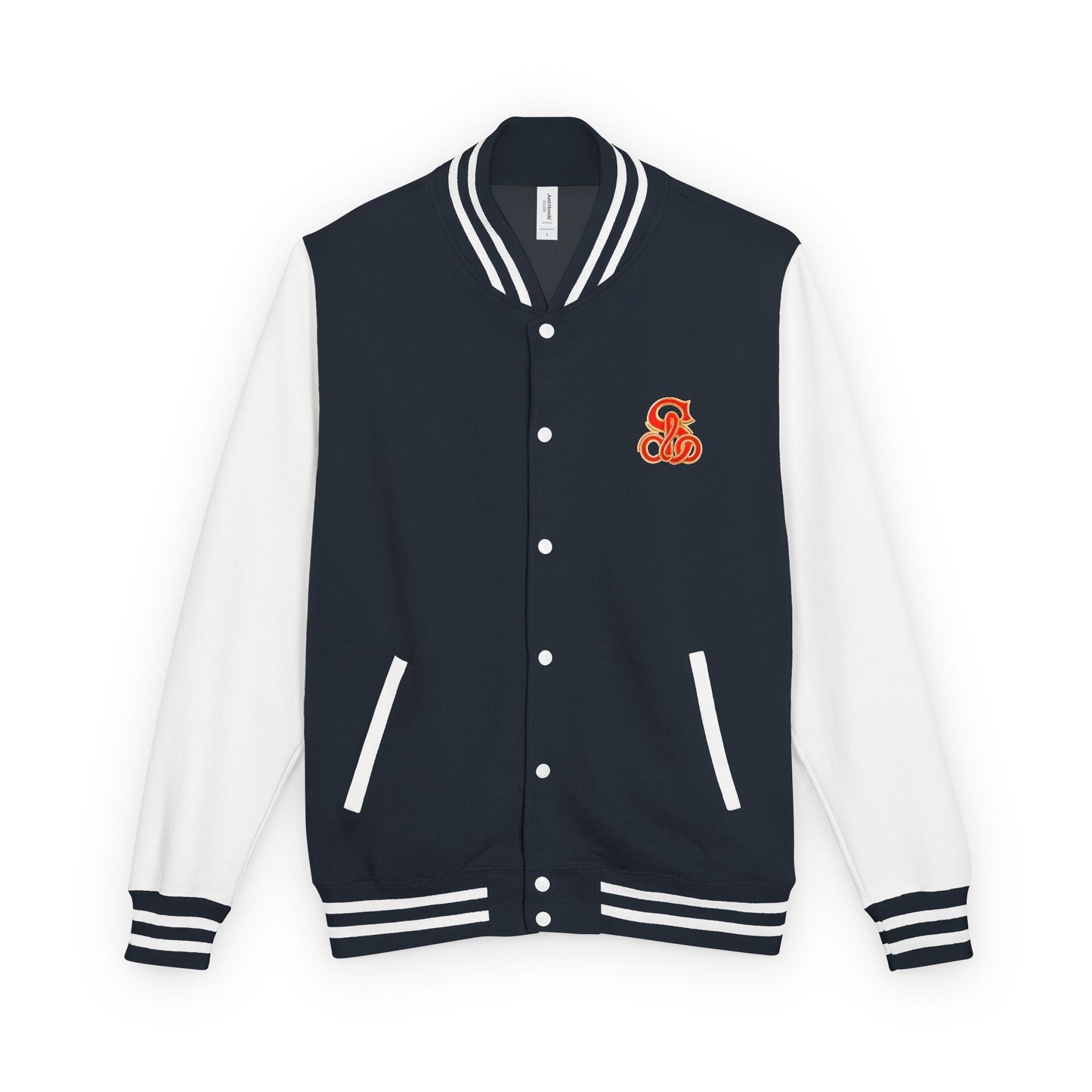 Solo MCs Varsity Jacket Unisex Oxford Navy Arctic White - str8 off the streets of Muthaphukkin Radford - Hip-Hop Biker Gear - exclusive designs by SoloMCs.com