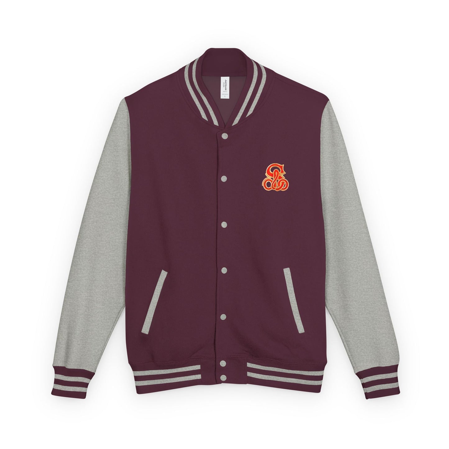 Solo MCs Varsity Jacket Unisex Burgundy Heather Grey - str8 off the streets of Muthaphukkin Radford - Hip-Hop Biker Gear - exclusive designs by SoloMCs.com