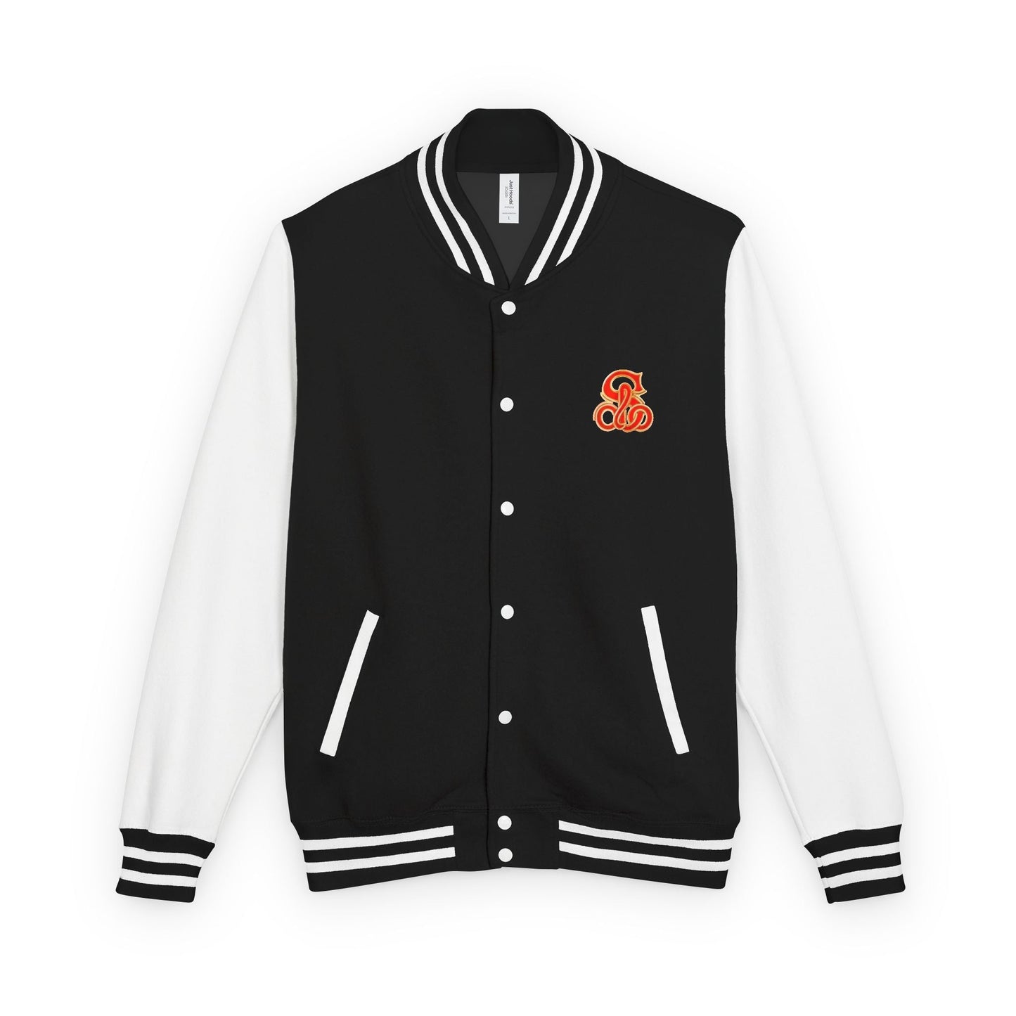 Solo MCs Varsity Jacket Unisex Jet Black Arctic White - str8 off the streets of Muthaphukkin Radford - Hip-Hop Biker Gear - exclusive designs by SoloMCs.com