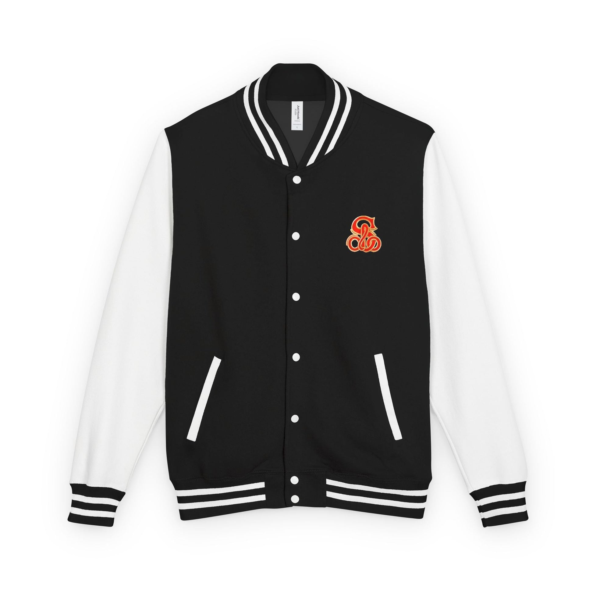 Solo MCs Varsity Jacket Unisex Jet Black Arctic White - str8 off the streets of Muthaphukkin Radford - Hip-Hop Biker Gear - exclusive designs by SoloMCs.com