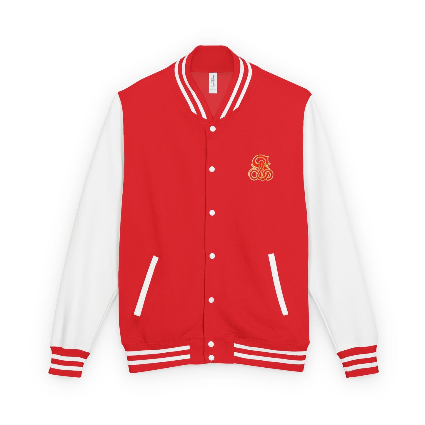 Solo MCs Varsity Jacket Unisex 3XL Fire Red Arctic White - str8 off the streets of Muthaphukkin Radford - Hip-Hop Biker Gear - exclusive designs by SoloMCs.com