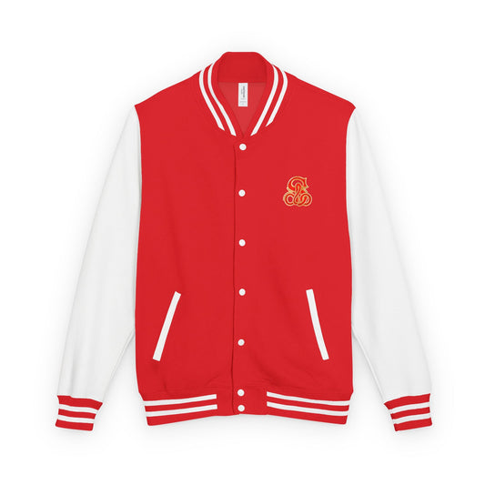Solo MCs Varsity Jacket Unisex 3XL Fire Red Arctic White - str8 off the streets of Muthaphukkin Radford - Hip-Hop Biker Gear - exclusive designs by SoloMCs.com