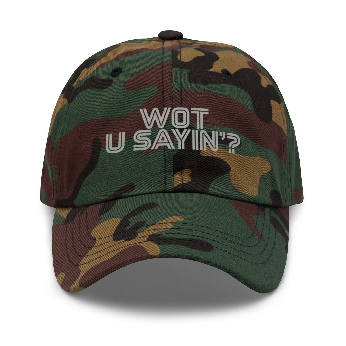 Wot you sayin'? Baseball Cap Green Camo - str8 off the streets of Muthaphukkin Radford - Hip-Hop Biker Gear - exclusive designs by SoloMCs.com